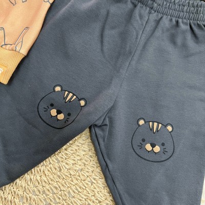  Conj. Casaco Safari e Calça Tigrinhos de Moletom - Caramelo